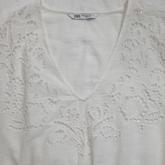 Zara White Lace Detail Blouse - Picture 4 of 9